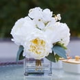 thumbnail image 2 of Enova Home Mixed Artificial Silk Cream Peony Flowers Arrangement in Clear Glass Vase with Faux Water For Home Garden Decoration, 2 of 4