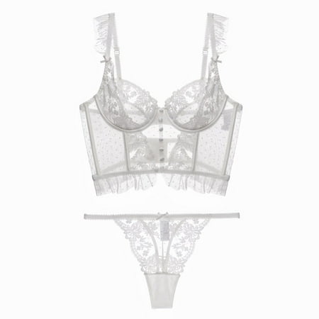 HHH New Women s French Thin Underwear Big Chest Show Small Embroidery Lace Sexy Lingerie Push-up Beauty Back Bra Set