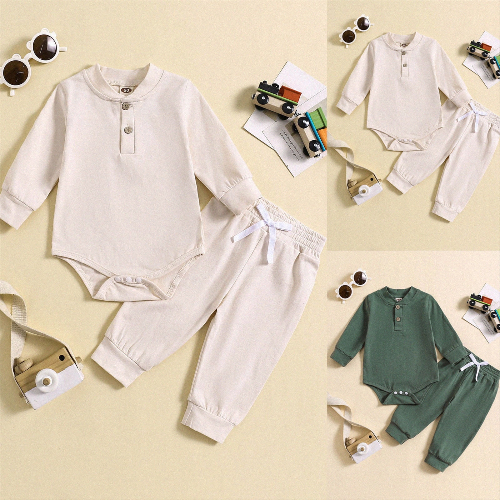 Baby Bodysuits for Boys Soft Cotton Unisex Baby Bodysuit 6-12 Months 12-24 Months 2t 3t 4t 5t 6t 7t 8t 9t Children(Beige,0-3 Months)