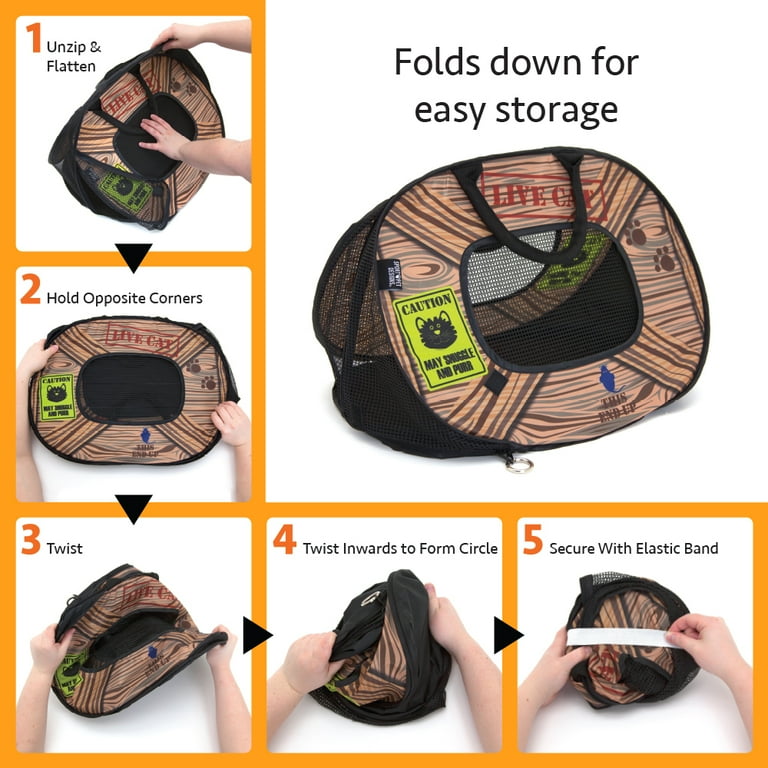 SportPet Designs Cat Carrier with Zipper Lock- Foldable Travel Cat