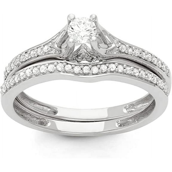 MyDiamondBox 1/2 Carat Total Weight (cttw), 14K White Gold Wedding Rings, Modern Bridal Ring - For Women (Size : 5)