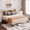 Full-Beige2, variant on Queen Size Bed Frame with Upholstered Wing Back Headboard for Bedroom, No Box Spring Needed - Dark Gray Finish
