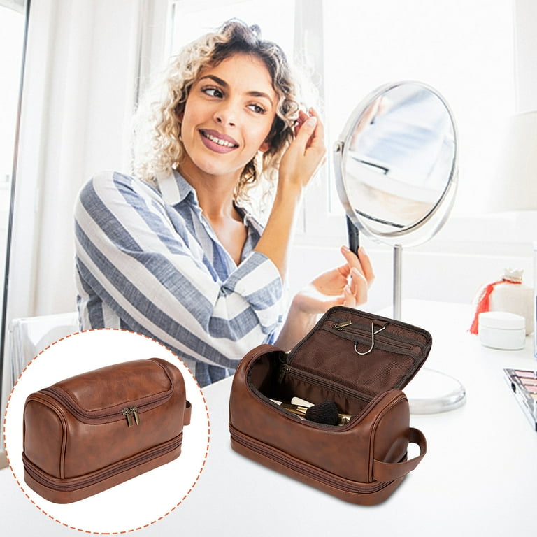OAVQHLG3B Makeup Bag Toiletry Bag for Men Large Capacity Travel Shaving Dopp Kit Water resistant Bathroom Toiletries Organizer PU Leather Cosmetic