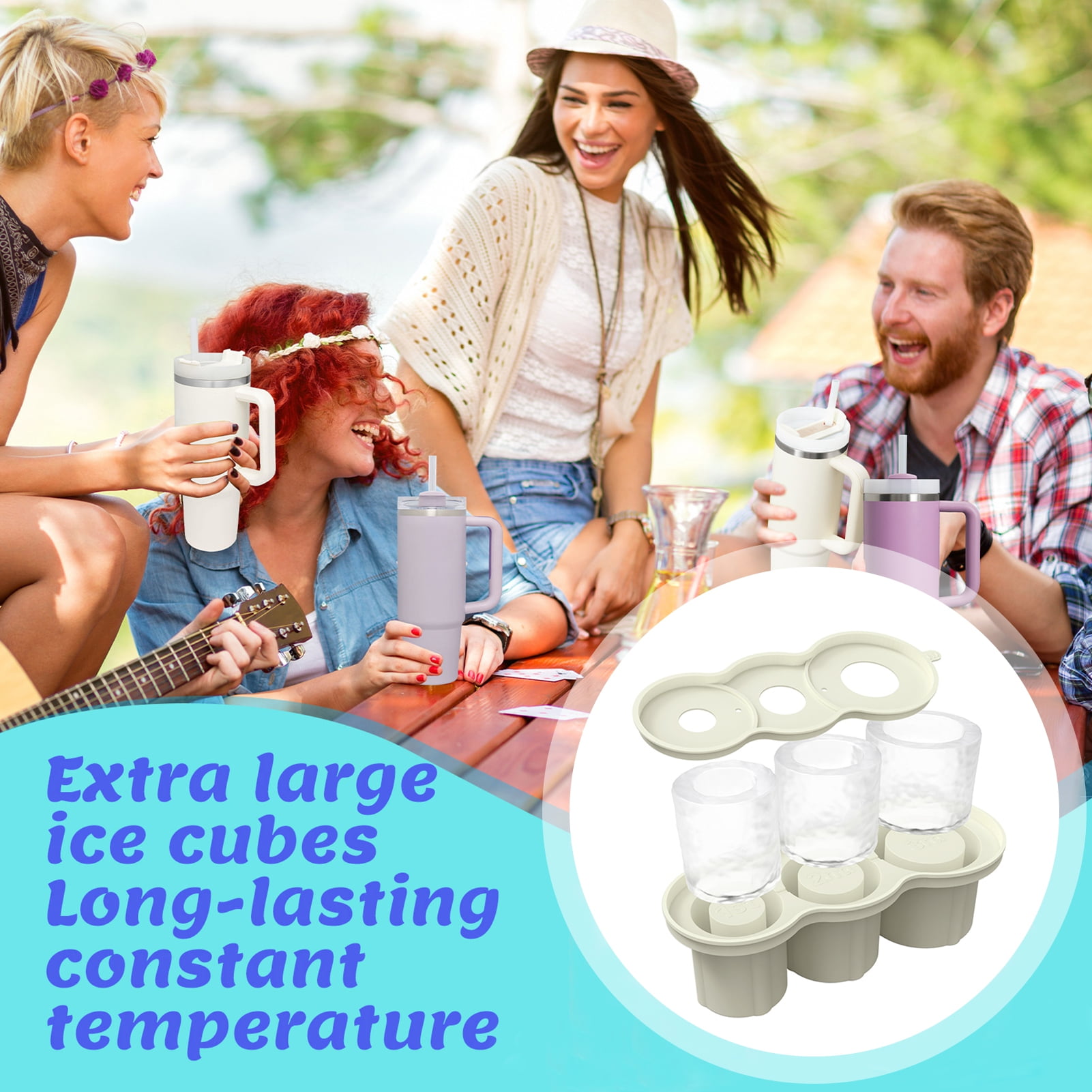 ievspot Silicone Ice Mold Cylinder Hollow Shape Stackable Juice Whiskey Cocktail Ice Cubes Maker