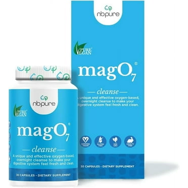nbpure MagO7 - Natural Colon Cleanse & Detox - Occasional Constipation Relief, Stool Softening, & Bloating Support for Men & Women - Ozonated Magnesium Oxide, 30 Capsules
