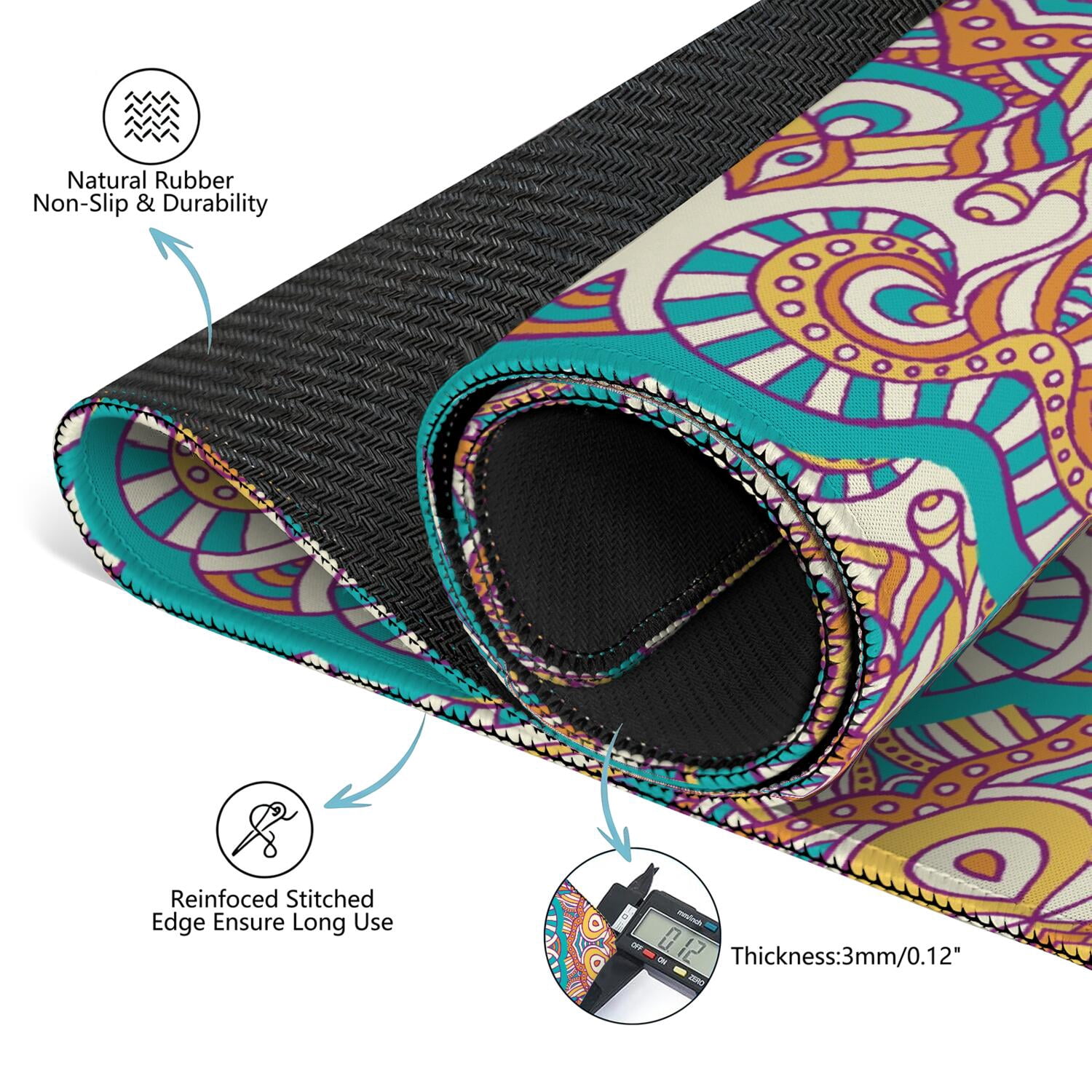 Mandala Mahjong Mat for Table, 31.5*31.5in Anti Slip American Mahjong Table Cloth, Noise Reduction, Neoprene Mah jongg Mat with Carrying Bag & 3 Dices, Mahjong Accessories Gift, Board Tile Games Mats