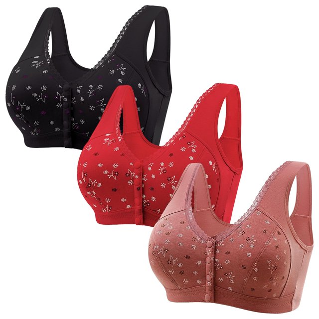 Women Sexy Lace Front Shaping Cup Adjustable Shoulder Strap Large Size Bra