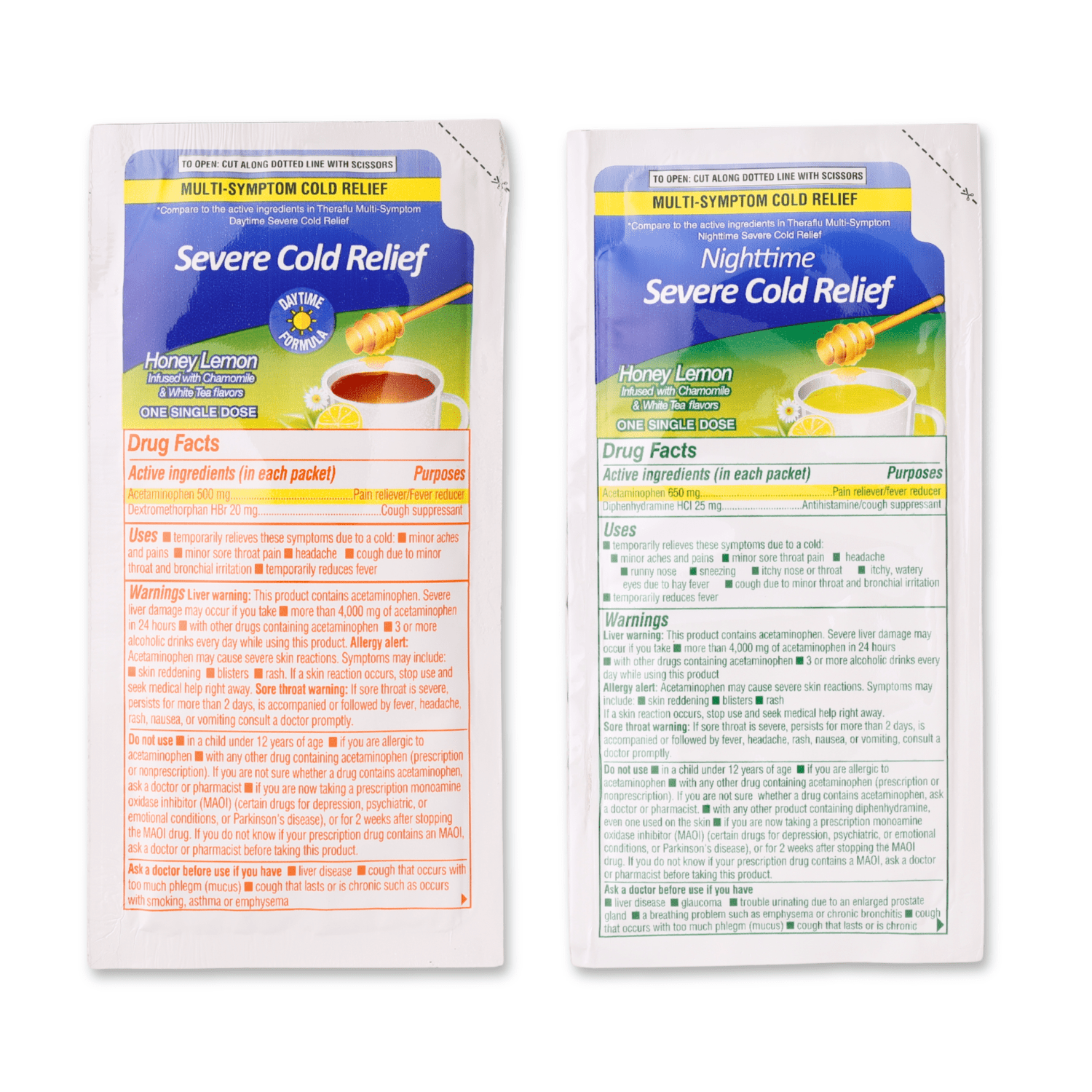 Equate Daytime & Nighttime Cold and Cough Multi-Symptom Powder Packets, 12 Count