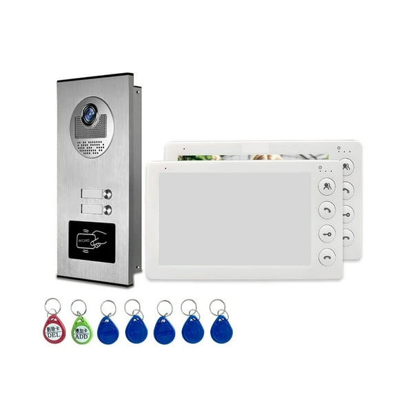 2/3/4 Unit Multi Apartments Intercom Video Doorbell With RFID Card Unlock 7inch 4Wired Video Door Phone System ,Crystal-Clear 2K