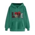thumbnail image 2 of PNTUTB Ladies' Valentine's Day Basic Tops Casual Printed Long Sleeved Hooded Sweatshirt One Size Larger, 2 of 6