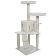 thumbnail image 2 of 4-Tier Cat Tower - Tree with Napping Perches, Cat Condo, Ladder, 5 Sisal Rope Scratching Posts, and Hanging Toy for Indoor Cats by PETMAKER (White), 2 of 4