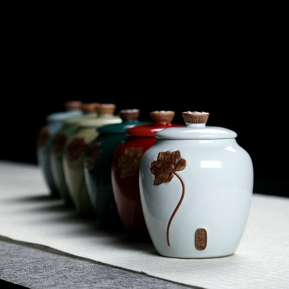 UPKOCH Tea Storage Canister Ceramic Green 1Pcs