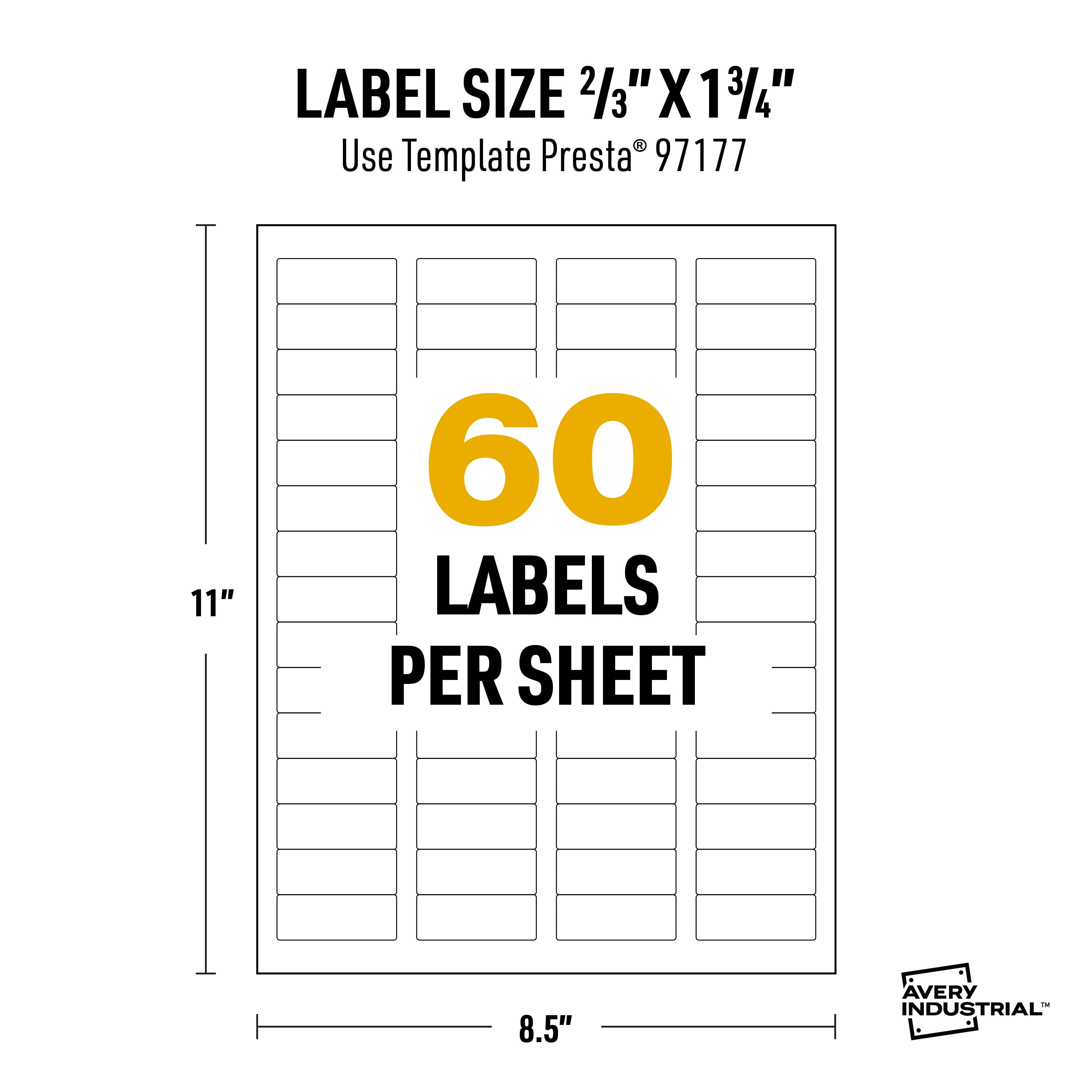 Avery UltraDuty GHS Labels 2/3" x 1-3/4", 1500 Ct, Laser Printer