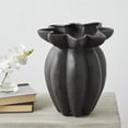 thumbnail image 2 of DecMode 15" Speckle Textured Black Ceramic Vase with Tulip Style Opening, 2 of 10