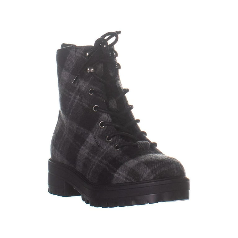 Womens Indigo Rd. Izma Lace Up Combat Boots Black Multi Fabric Walmart