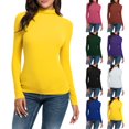 thumbnail image 2 of Kureaily Women Long Sleeve Mock Turtleneck Slim Fit Stretchy Tee Shirts, 2 of 5
