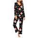 thumbnail image 1 of Puntoco Conjuntos de pijama cómodos para mujer Conjunto de pijama informal con cuello en V y pantalones largos con estampado navideño para mujer, 1 of 5