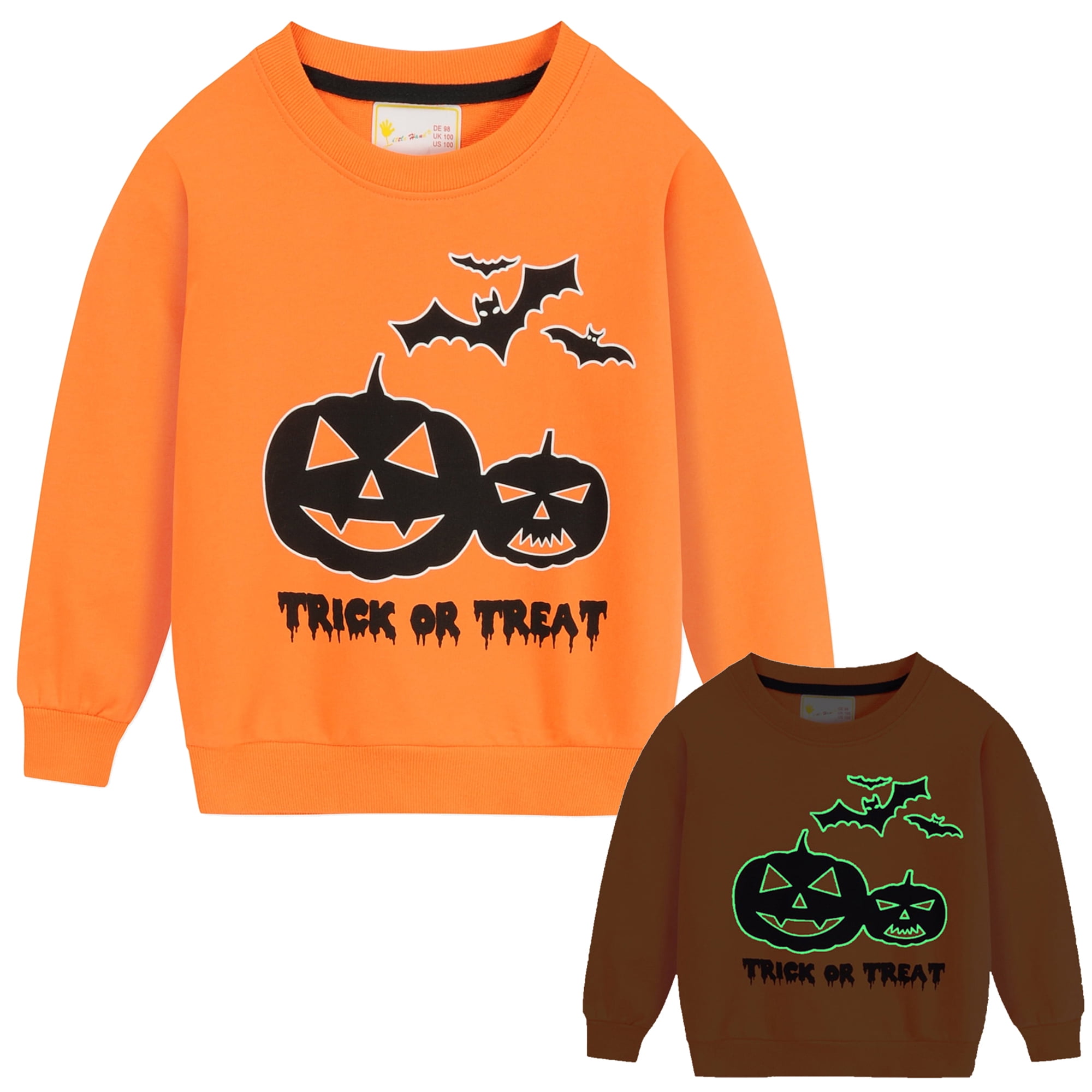 DDSOL Halloween Sweatshirts pour Enfants Brillent dans le Noir Pumpkins Pull Garcon Automne Vetements 3t Walmart