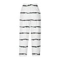 thumbnail image 4 of CLOISE Capris Pants for Women with Pockets Stretch Wide Leg Pants Elastic High Waisted Palazzo Pants Petite Summer Casual Fashion Striped Pants Loose Lightweight Cropped Flowy Trousers White XL, 4 of 5