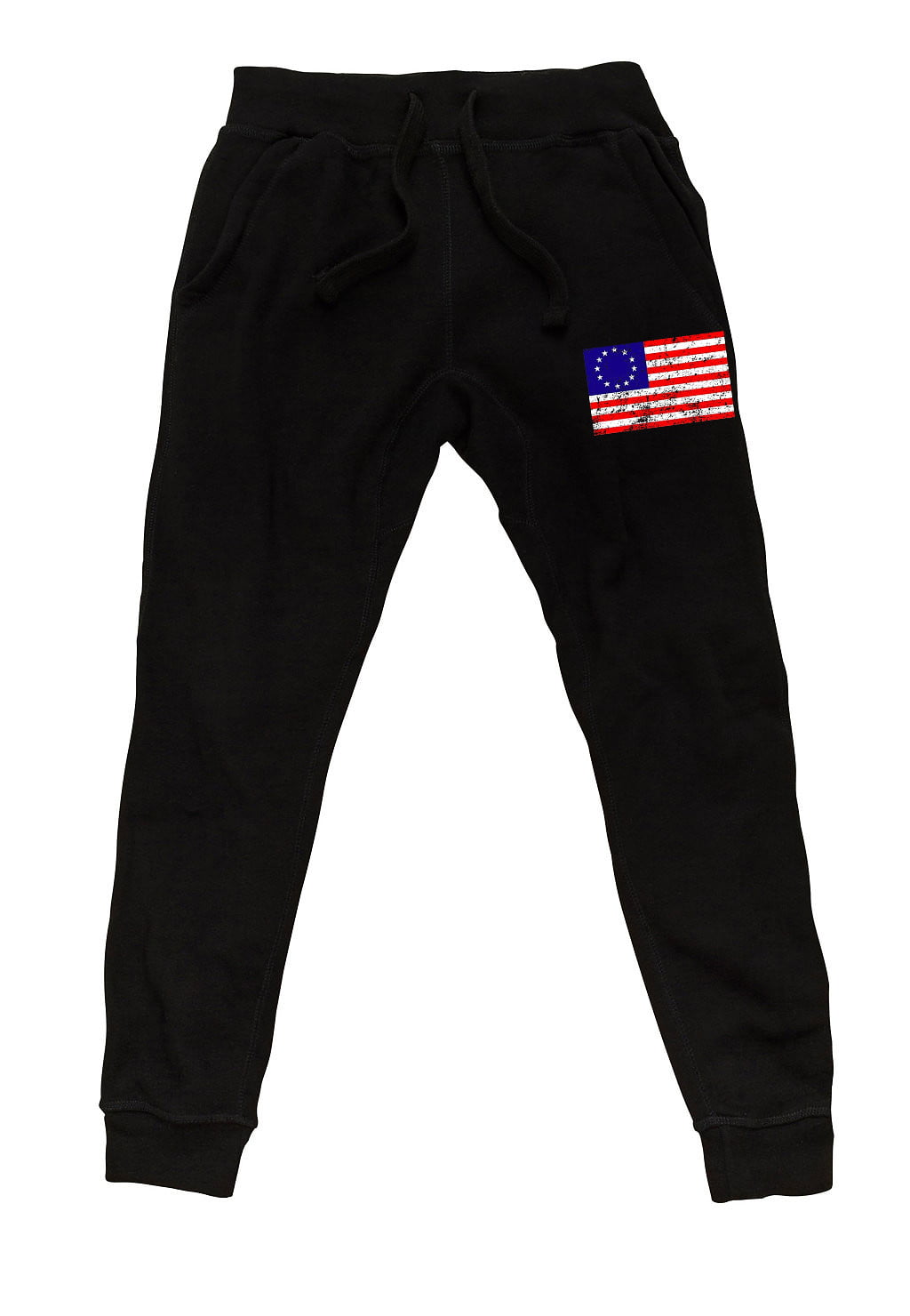 Men's Chest Betsy Ross US Flag Black Fleece Gym Jogger Sweatpants 2X ...
