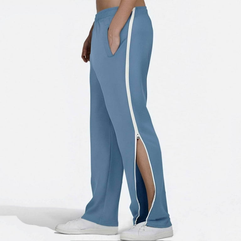 2-Pack Men's Tear Away Pants - Side Zipper Basketball Sweatpants With Pockets