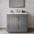 thumbnail image 2 of Wyndham Collection Miranda 36" Wood&Marble Single Bathroom Vanity in Gray/Gold, 2 of 7