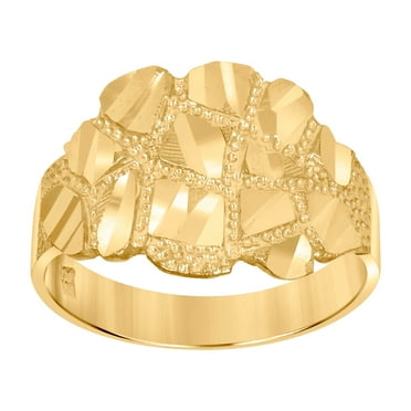 10k Yellow Gold Mens Nugget Fashion Ring 13.5mm Long-Ring for Men - 3.1 Grams