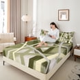thumbnail image 4 of Castle Fairy Minimalist Vintage Stripes Twin Sheet Sets,Abstract Mid Century Bedding, 4 of 7
