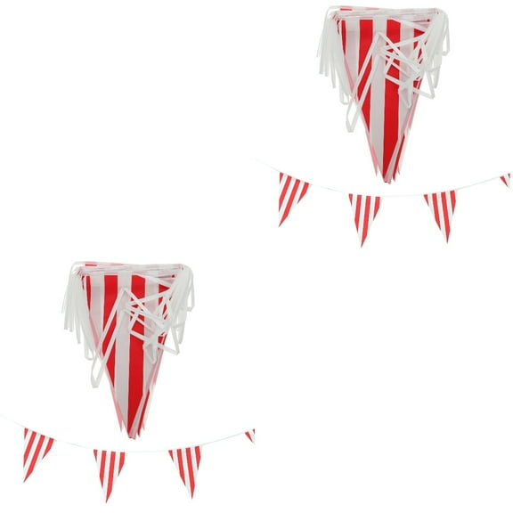 2 Sets Carnival Hanging Banner Theme Party Decorations Triangle Bunting