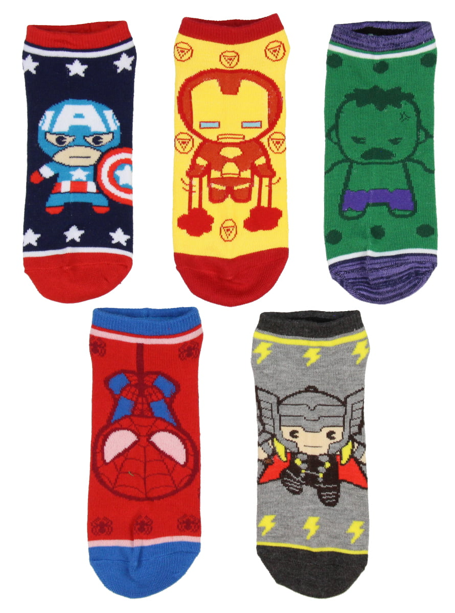 Marvel Kids Childrens 3 Pack Ankle Crew Socks Soft Feel Marvel Hero Designs 