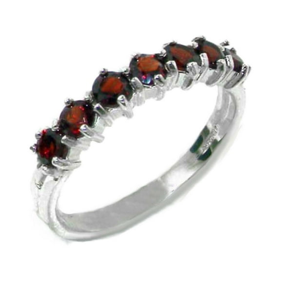LBG British Made 10k White Gold Natural Garnet Womens Eternity Ring - Size 10 - 33 size options