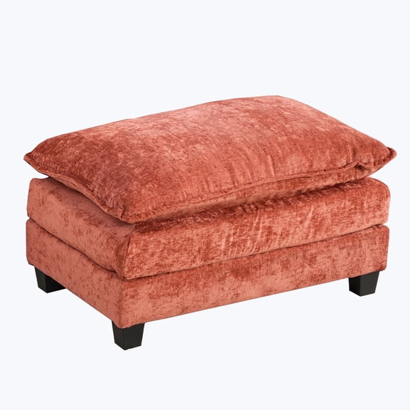 Newest Cloud Sofa Ottoman only, Modern Sectional Couch, for Living Room Bedroom and Apartment, Comfy Double Layer Upholstered Seat Cushion, Breathable Chenille Fabric, Orange