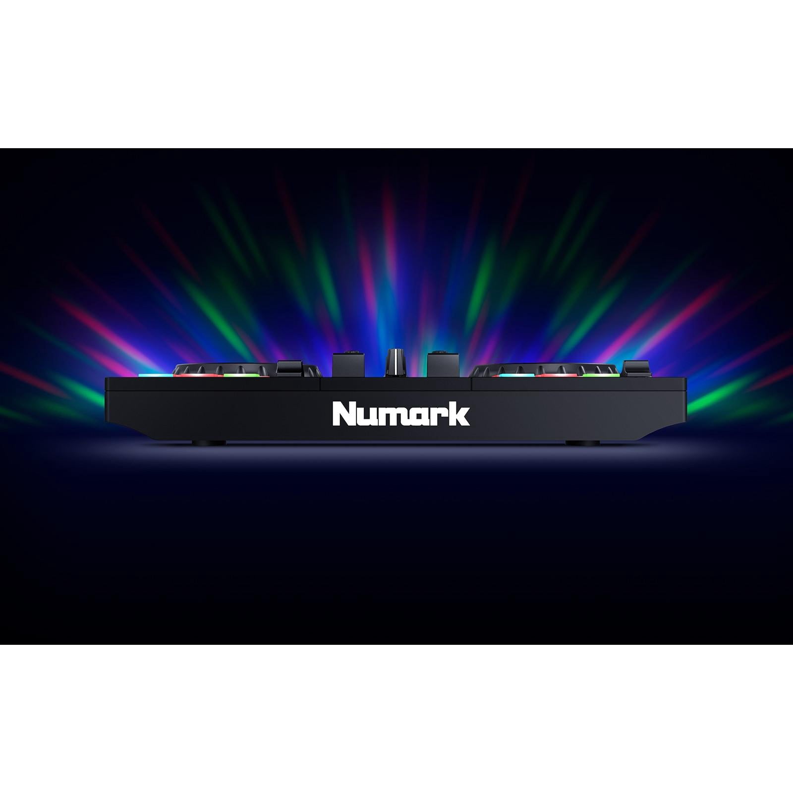 Numark Party Mix Live Built-In Light Show and Speakers DJ Controller with HF125 Professional Over-Ear DJ Headphones Package