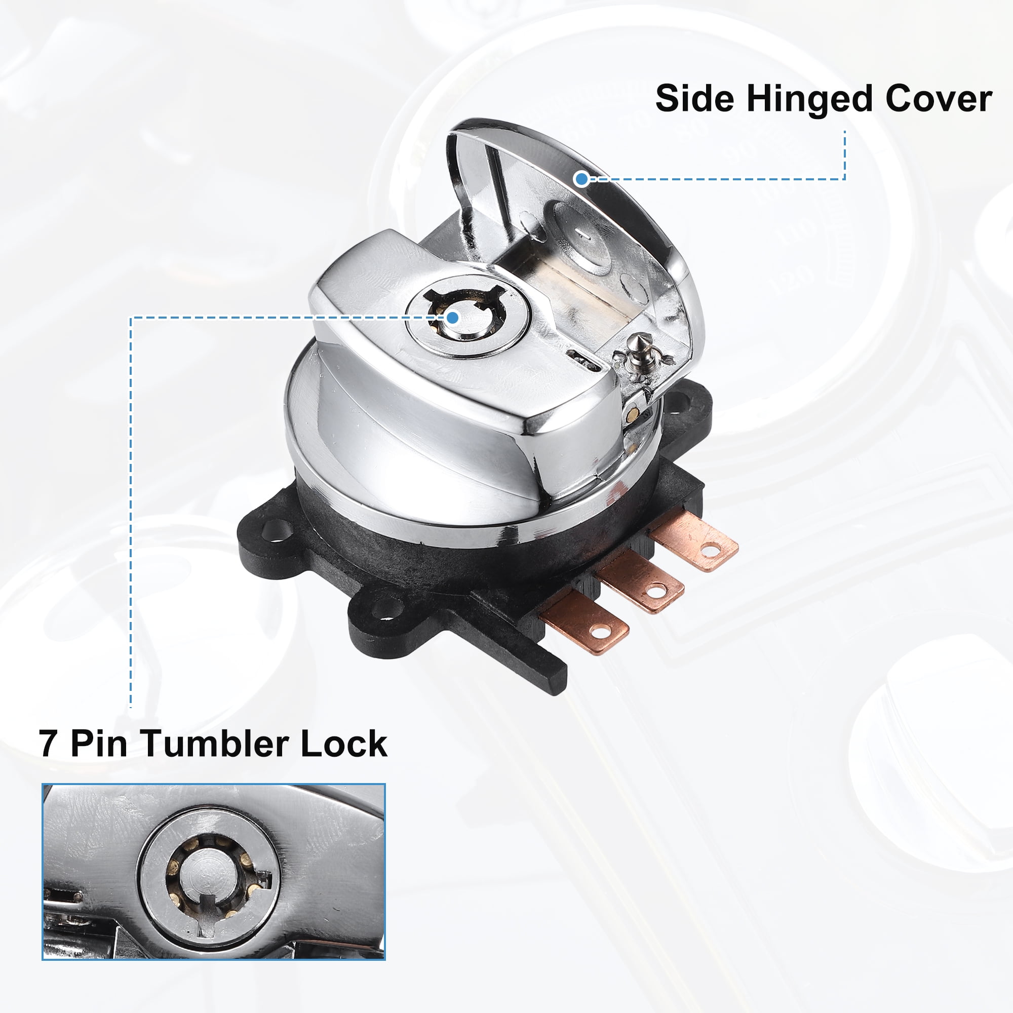Unique Bargains 1 Set Round Key Ignition Switch Fit for Harley-Davidson Softail Road King 1993-2013 Silver Tone