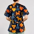 thumbnail image 5 of Iaqnaocc Scrub Tops Women Plus Size Dog Animal Print Nursing Uniform Fashion V-Neck Side Slits Scrub Shirt Party Short Sleeve Medical Workwear with Pockets Multicolor 4XL, 5 of 5