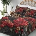 thumbnail image 3 of Ambesonne Leopard Print Fitted & Top Sheet Set with Sham, Romantic Rose Lace, Red Sand Brown and Dark Grey, 3 of 5