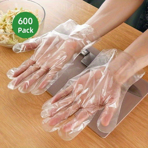 600-Count HDPE Disposable Gloves Bulk Pack - Heavy-Duty, Textured Grip for Food Handling & Cleaning | Latex Free, Industrial & Home Use