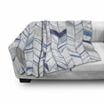 thumbnail image 3 of Chevron Soft Flannel Fleece Throw Blanket, Tribal Zigzag Lines Pattern in Various Shades Geometric Sketch, Cozy Plush for Indoor and Outdoor Use, 70" x 90", Violet Blue White, by Ambesonne, 3 of 6