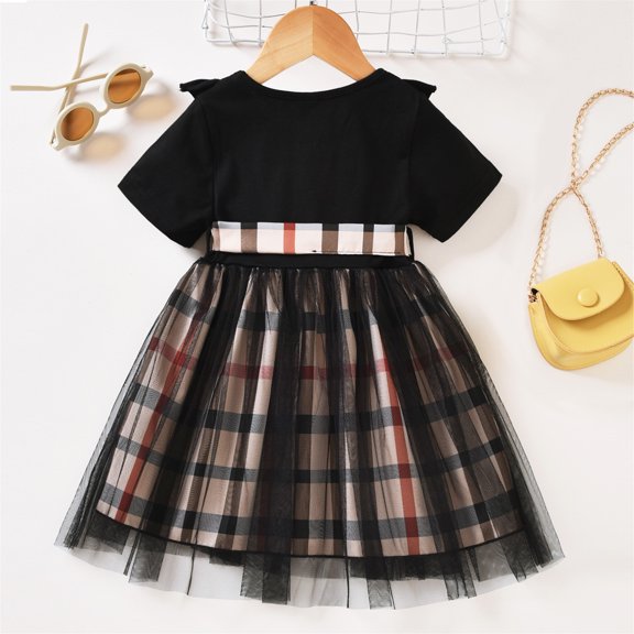 Vedolay Spring Dresses Little Girls Summer Sleeveless Dress Causal Floral Beach Sundress Tiered Swing Princess Dress with Ruffle Sleeve,Black 2-3 Years