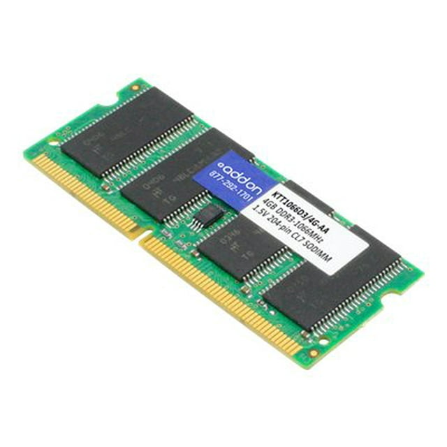 AddOn Toshiba KTT1066D3/4G DDR3 -1066MHz SODIMM 4 Go pour - DDR3 - module - 4 Go - SO-DIMM 204-pin - 1066 MHz / PC3-8500 - unbuffered - non-ECC - pour Dynabook Toshiba Satellite Pro L650/02, L650/042; Toshiba Satellite C50, C55, L645
