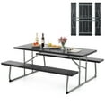 thumbnail image 1 of Gymax Folding Picnic Table w/ 2 Benches 6 FT Camping Table Set w/ Metal Frame, 1 of 10