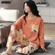 thumbnail image 1 of Conjunto de pijama de talla grande para mujer, ropa de dormir con estampado Kawaii, y cuello redondo de manga larga, a la moda, para otoño y primavera, M-5XL, 1 of 4