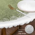 thumbnail image 3 of Sage Green Christmas Snowflake Round Tablecloth, Fitted Table Cover with Elastic for 45"-54" Round Tables, Xmas Winter Modern Table Cloth Outdoor Indoor Dinning Party Waterproof Tablecloths, 3 of 7