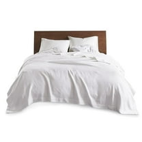 Pemberly Row Contemporary Egyptian Cotton Blanket in White Finish
