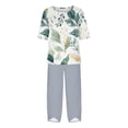 thumbnail image 4 of Nrmvnmi Women's Summer 2 Piece Outfits Casual Floral Prints Short Sleeve Pajama Tops Wide Leg Pants Lounge Sets Tracksuits Mothers Day Gifts, 4 of 5