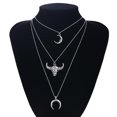 thumbnail image 2 of Collar De Gargantilla De Cadena Larga De Múltiples Capas Pedant Para Mujeres Y Niñas, Plateado Con Bohemia De Plata Antigua Yinane Collar de múltiples capas de las mujeres, 2 of 8