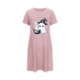 thumbnail image 6 of Kilaqueen Cute Ghost Pattern Nightgowns for Women Casual Short Sleeve Halloween Pajamas Women Knee-Length Sleepshirt, A-Shape Ladies Sleepwear, 6 of 6