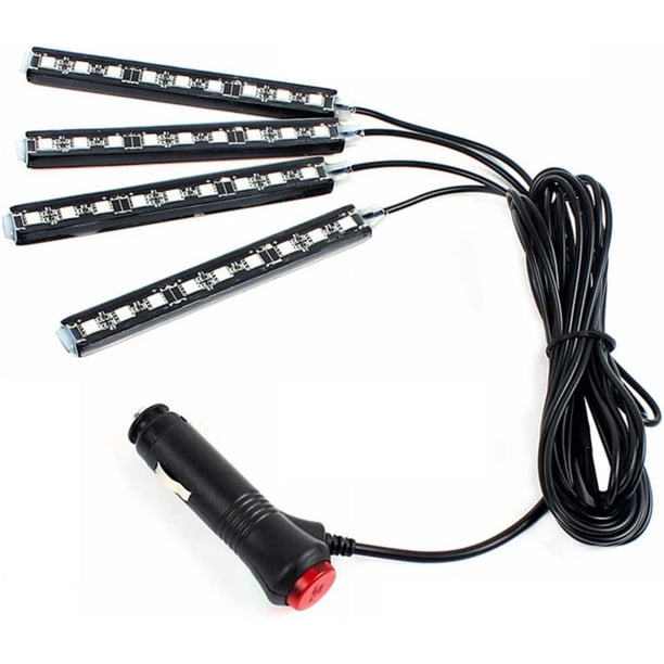Luces LED decorativas para el suelo del interior del coche, tira impermeable con brillo de neón, lámpara de decoración interior, color morado