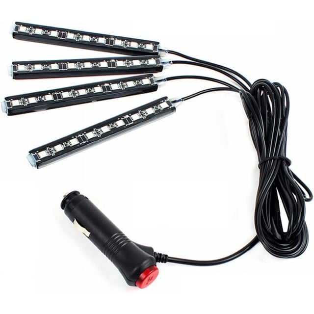 Luces LED decorativas para el suelo del interior del coche, tira impermeable con brillo de neón, lámpara de decoración interior, color morado