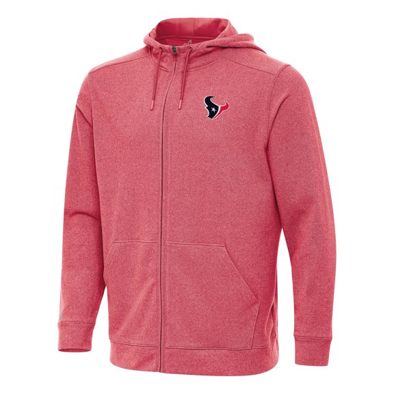 Men's Antigua Heather Red Houston Texans Effortless Full-Zip Hoodie